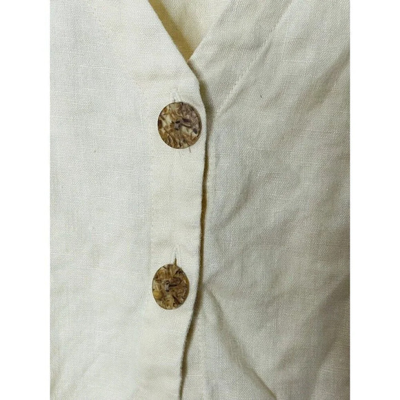Vtg J Jill Linen Cardigan Sz L Button Woven Butter Yellow Boho Lagenlook Resort - Picture 2 of 9